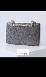 glittery evening bag with strap in date gray