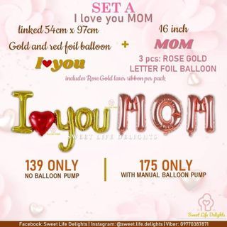 I Love You Mom Foil Balloon Banner, Mother's Day Decors