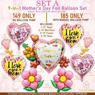 Happy Mother's Day Foil Balloon Set, Mother's Day Balloons, Mother's Day Decors
