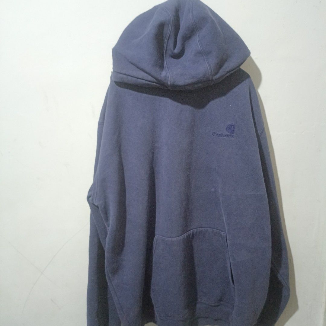 Vintage Carhartt K184 NVY Pullover Blue Sweatshirt Hoodie in Size XL Tall