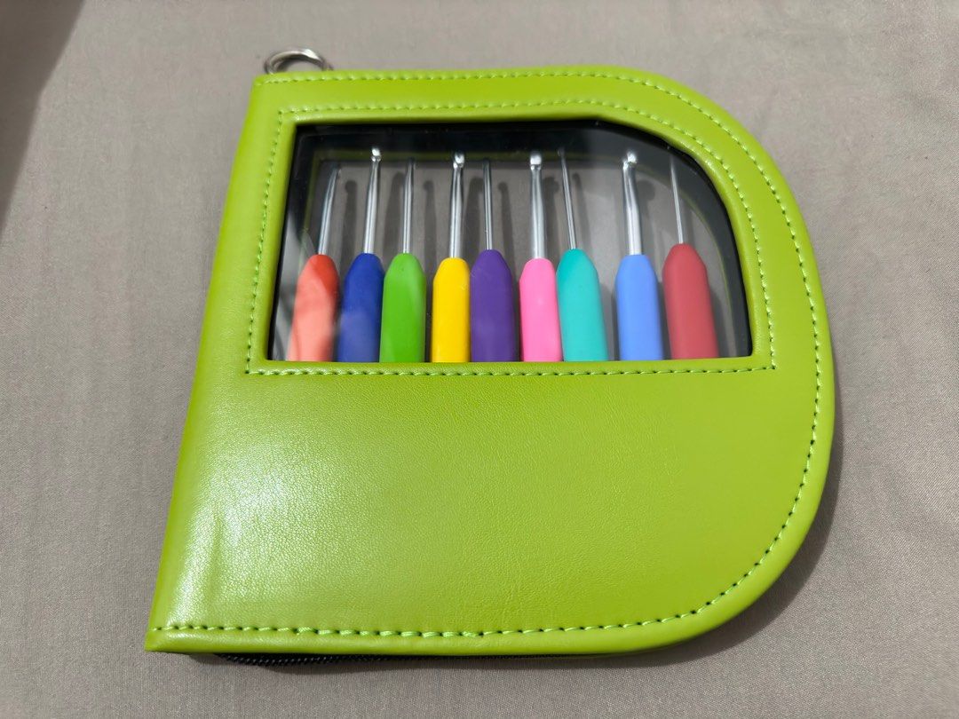 KnitPro Wave Crochet hooks Set - 9 pcs (Category: Craft Supplies & Tools) located in Quezon City. Submitted by cesuuuu (Listing ID 1297355857, Image 2). Description: It has a soft handle and is made of Aluminum. This is a premium crochet hooks set that is easy to distinguish as the handle color is different for each size. [mm - Size] 2.0mm, 2.5mm, 3.0mm, 3.5mm, 4.0mm, 4.5mm, 5.0mm, 5.5mm, 6.0mm RFS: extra hooks -Case Color: Green.