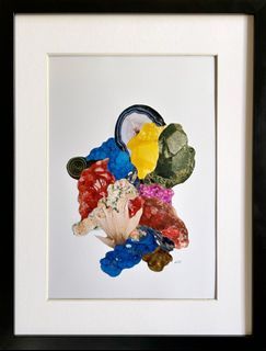 LA GEMME No.1 Collage ART on PAPER  17.5 x 12.5 inches ORIGINAL ART  with FRAME Ready to Hang ART