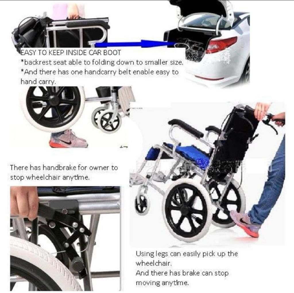 Light, Foldable Wheelchair (Category: Wheelchairs) located in Singapore. Submitted by damiens (Listing ID 1297279721, Image 3). Description: Only used twice. Pick up only from my place..