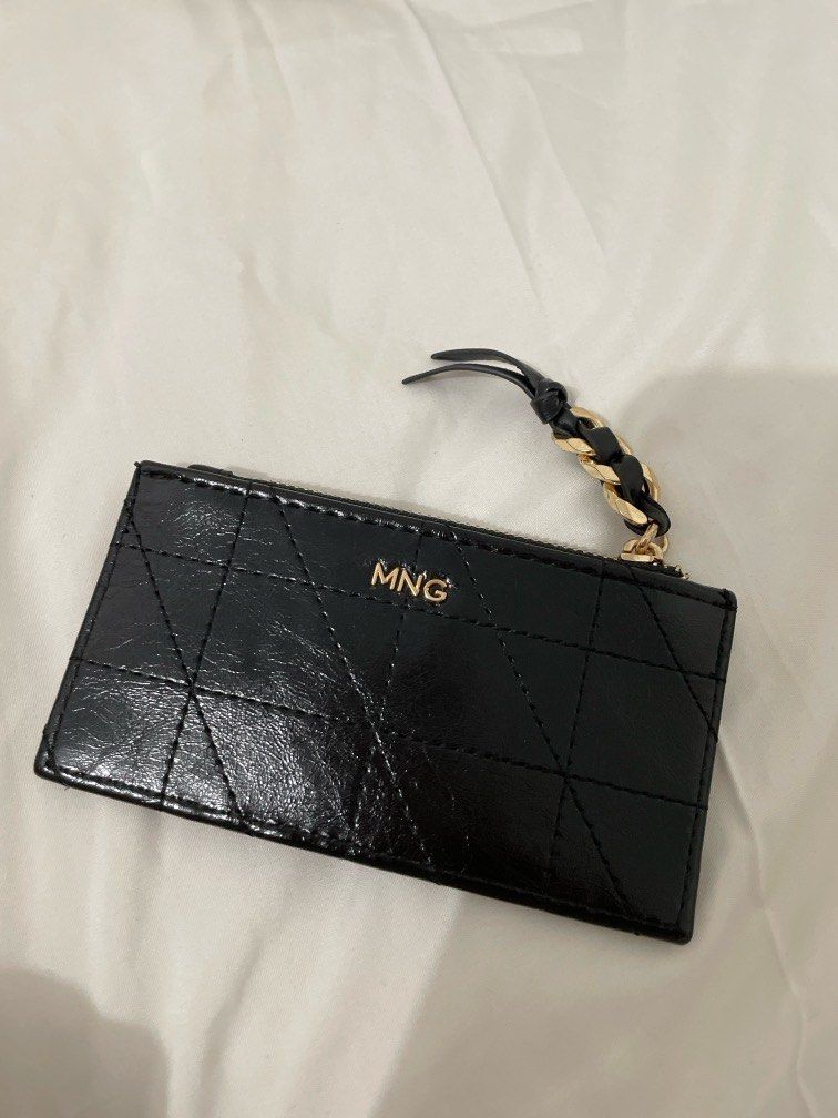 Mango AUTHENTIC card holder FLASH SALE CLEARANCE black quilted dompet wallet mng original zalora 100 jual rugi preloved promo lebaran sale ramadhan Fesyen Wanita Tas Dompet di Carousell