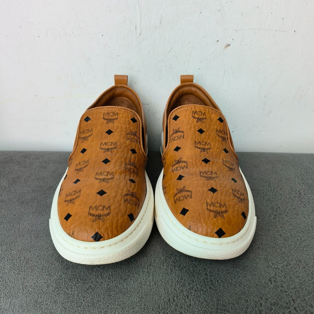 MCM Visetos Slip On Sneakers Cognac 38 Women s Fashion Footwear Sneakers on Carousell