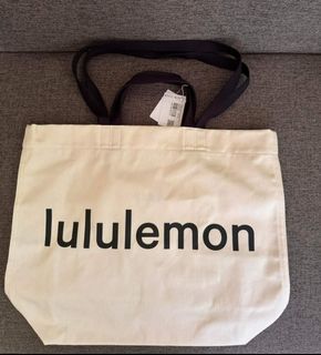 💯Original Lululemon Double-Handle Canvas Tote Bag • Nat/Black 🫶