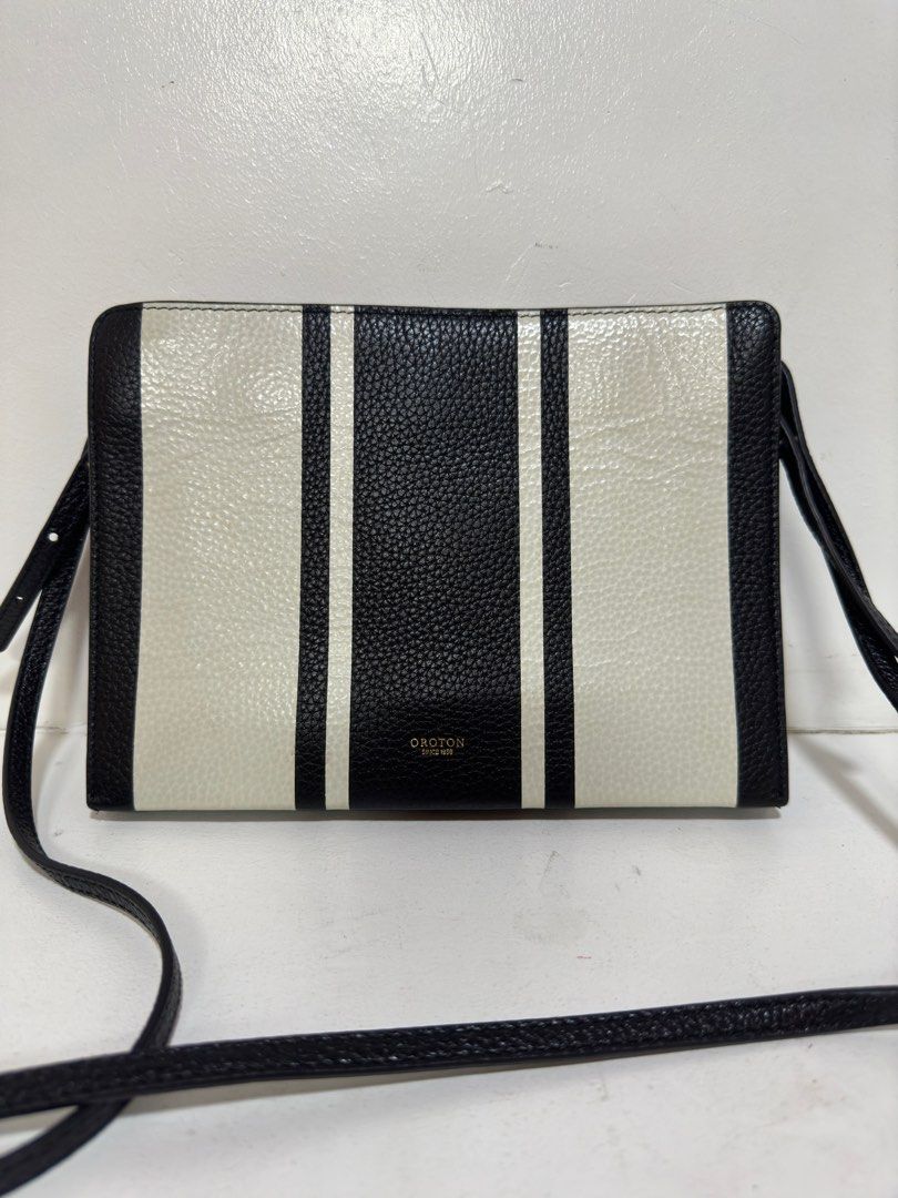 Oroton black and white striped bag hotsell