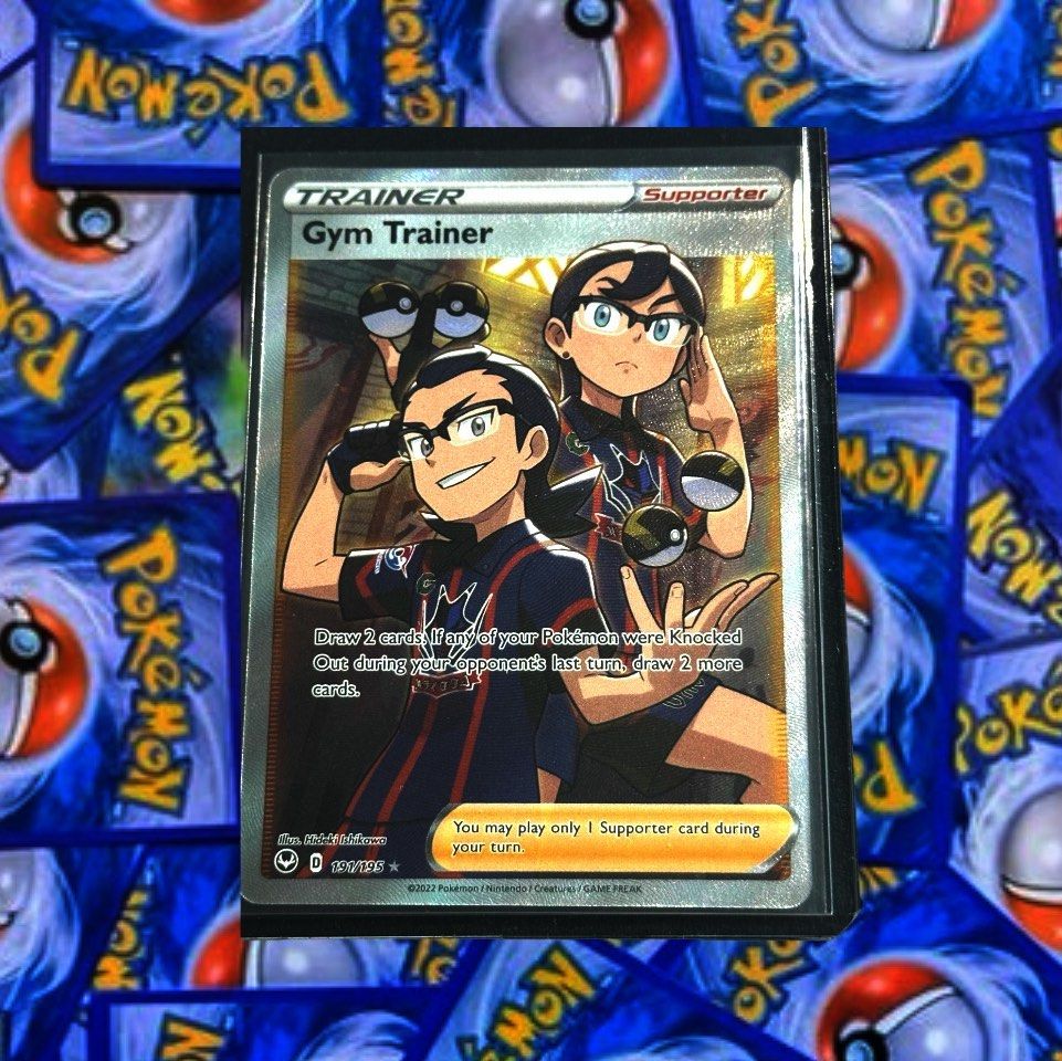 POKEMON GYM TRAINER FULL ART (TRAINER SUPPORT SILVER TEMPEST CARD), Hobbies  & Toys, Toys & Games on Carousell