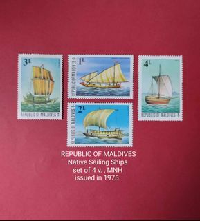 Republic of Maldives 1975 :  Native Sailing Ships , set of 4 v. , MNH