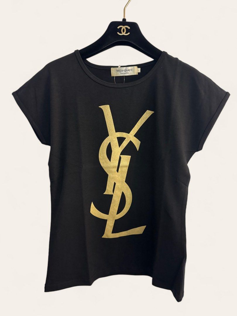 SAINT LAURENT VINTAGE YSL LOGO T-SHIRT, Luxury, Apparel on Carousell