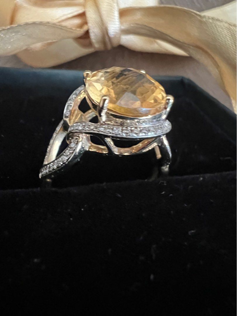 SALE Meyson Citrine 916 Gold Diamond Ring Women s Fashion Jewelry Organisers Rings on Carousell
