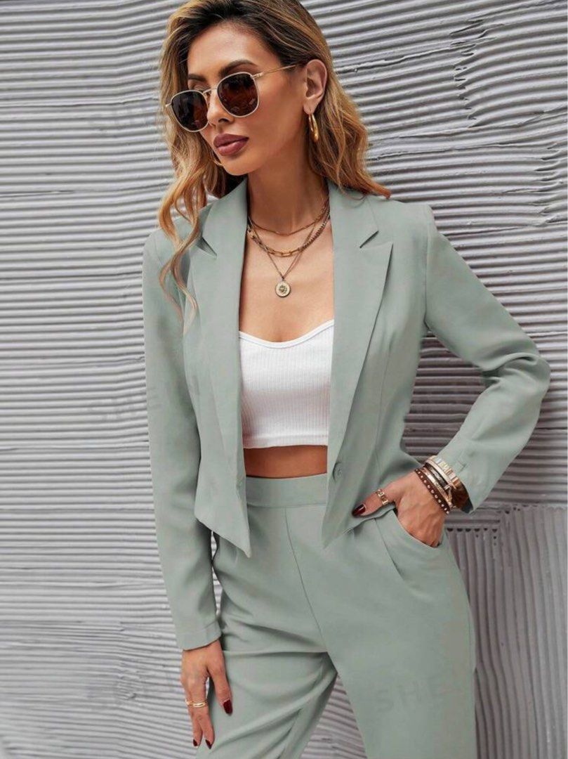 Shein Blazer and Pants Coords (Category: Sets or Coordinates) located in Caloocan City. Submitted by decluttermnl__ (Listing ID 1297382866, Image 3). Description: Just washed for hygienic purposes. Never worn.
