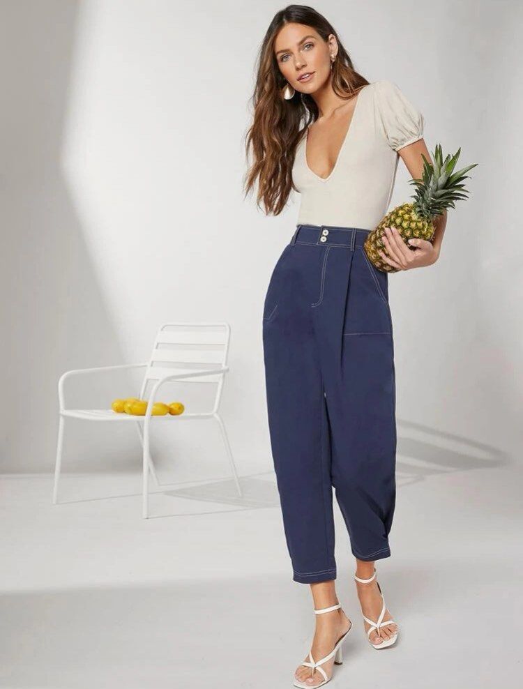 Shein Soft Denim Contrast Stitch Cropped Pants (Category: Jeans) located in Cebu City. Submitted by addtocarteu (Listing ID 1297344829, Image 3). Description: 🍋 used well but still in decent condish! 🍋 large on tag (size 30-31) 🍋 light material note — color may vary due to lighting. rest assured items are of decent condition upon shipment! 📍 Cebu City.