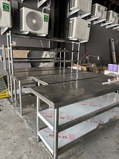 Stainless Steel Kitchen Preparation Tables, Stove, Food Pans etc