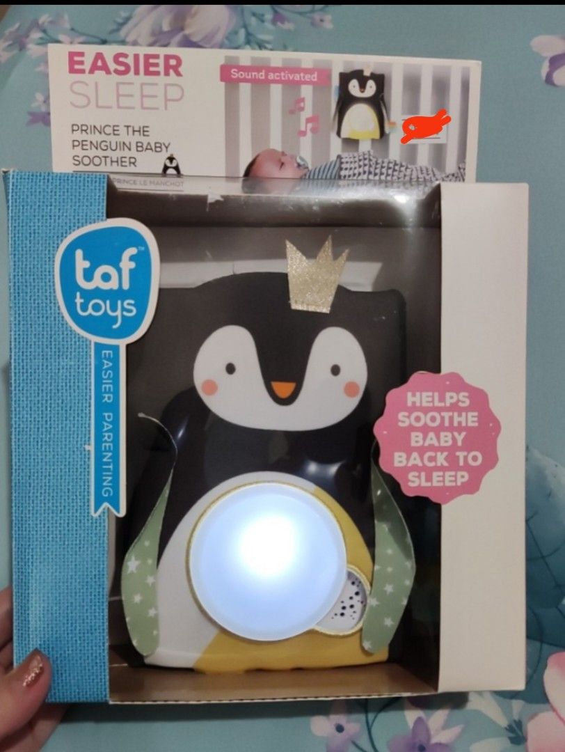 TAF toys prince the penguin baby soother easier sleep lullaby music baby box cot musical melody