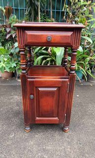Vintage Heavy Solidwood Telephone Stand, Bedside Table, with Pullout Drawer and Cabinet