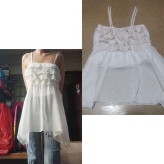 White Lace Ruffles Lingerie Top Dress