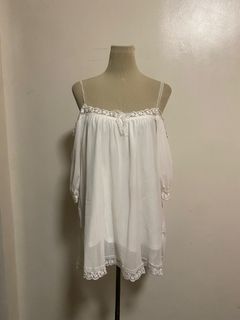 White mesh coquette off shoulder fairy dress