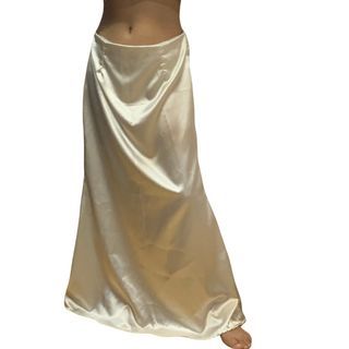 white silk satin ivory a-line maxi skirt long