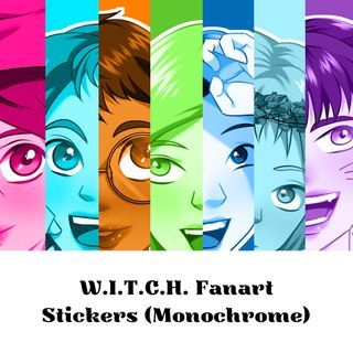 W.I.T.C.H. Fanart Waterproof Monochrome Vinyl Stickers