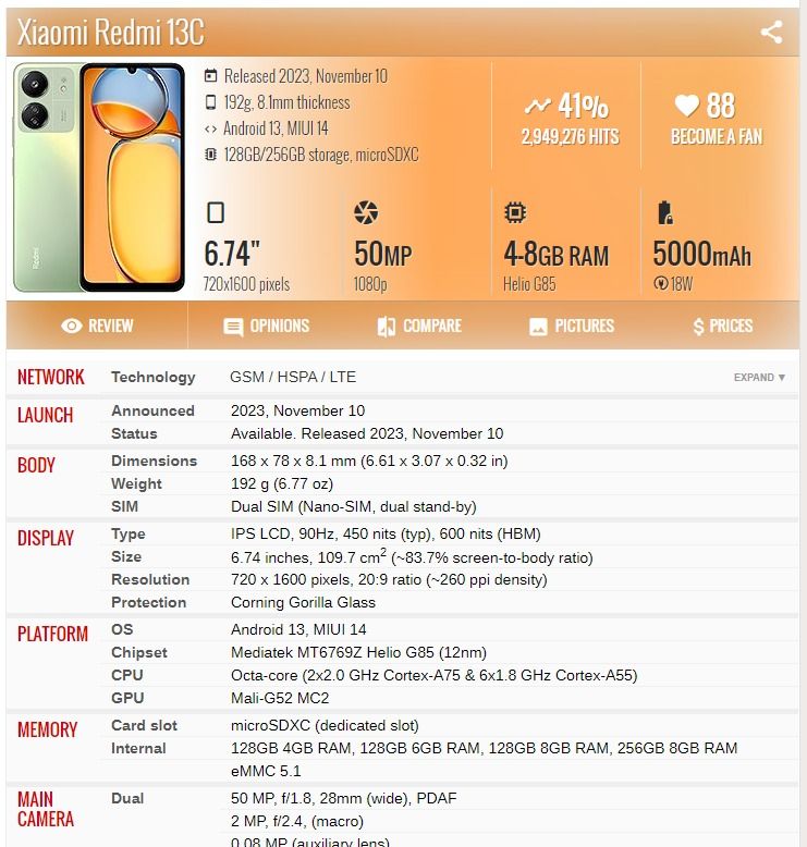 Xiaomi Redmi 13c Brand new sealed (Category: Xiaomi) located in Las Pinas. Submitted by mikko.gomez (Listing ID 1297286055, Image 2). Description: For sale redmi 13c brand new sealed rush specs: 6.74 inch w/ 90hz refresh rate Helio G85 gaming processor 4+4GB RAM 128GB ROM 50mp Main Camera Android 13 5000mah Battery Autopass sa kwentuhan at buraot Autopass sa boy hm lp Fix na yan 4k, brand new yan at wala tayo sa palengke. Loc: Las Piñas area, mee