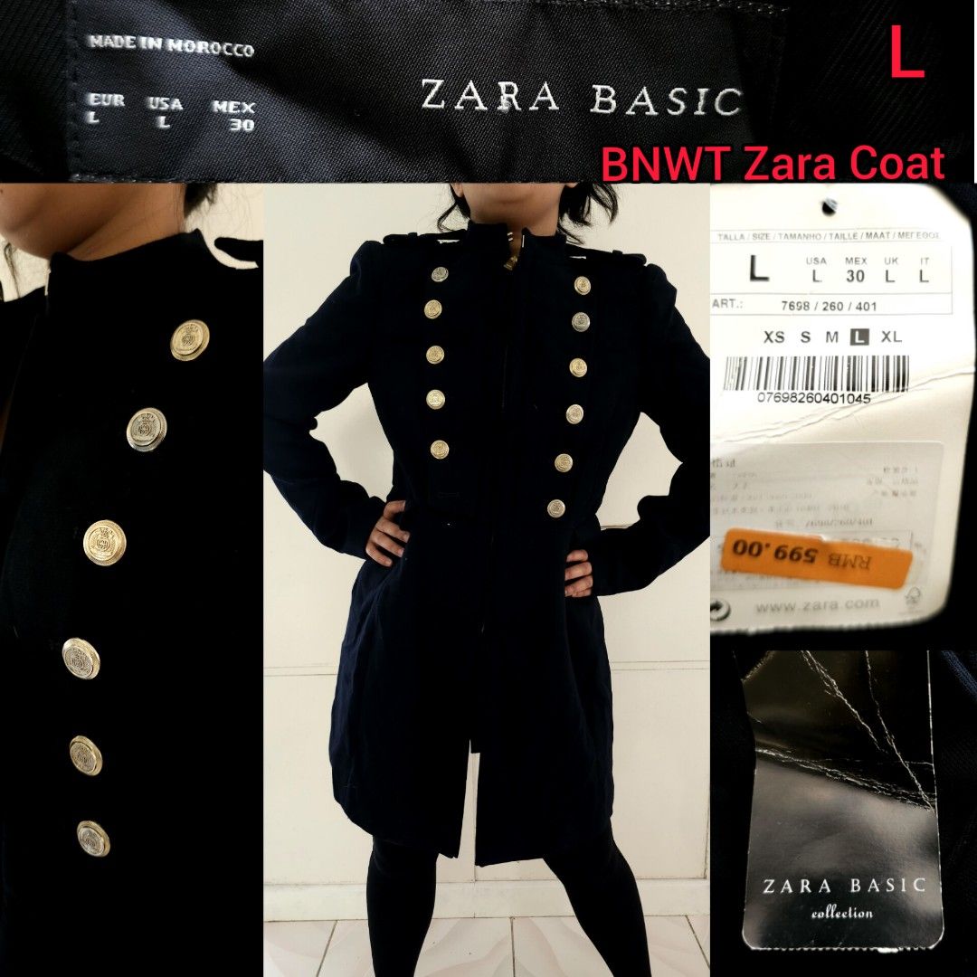 Zara black coat with gold buttons top