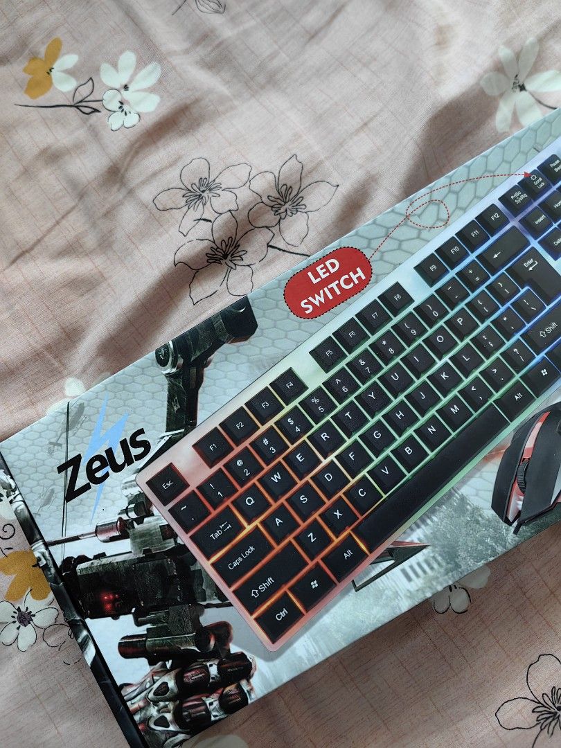 Zeus Gaming Keyboard and mouse (Category: Computer Keyboard) located in Manila. Submitted by sasaweee (Listing ID 1297373716, Image 3). Description: Zeus brand new (not used) gaming keyboard with mouse -brand new -rfs: I doubled my order kaya sana naman bilhin niyo na tong isa 🙂 - shipping: via grab/lalamove/ just pm me.