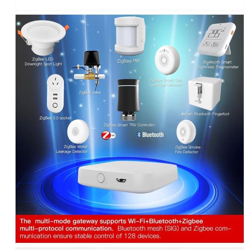 thumbnail image 2 of MOES Tuya Smart Multi-Mode Hub – Zigbee, Bluetooth, WiFi Mesh – Works With Alexa/Google 2 of 6