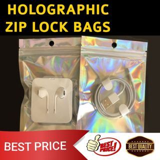 50/100Pcs Ziplock Bag In Bulk Holographic Laser Makeup Storage Bag Gift Packaging Cosmetics