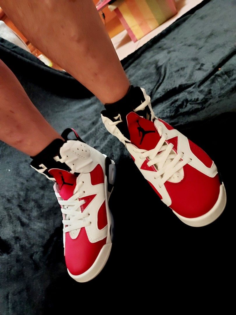 aj6 carmine on feet
