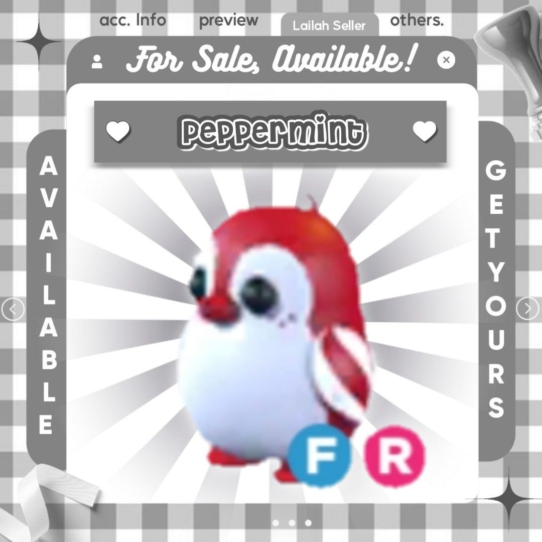 Adopt me |FR Peppermint Penguin|Ultra-rare pet| Roblox, Video Gaming