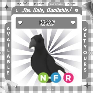 Adopt me |NFR Crow|Legendary pet| Roblox