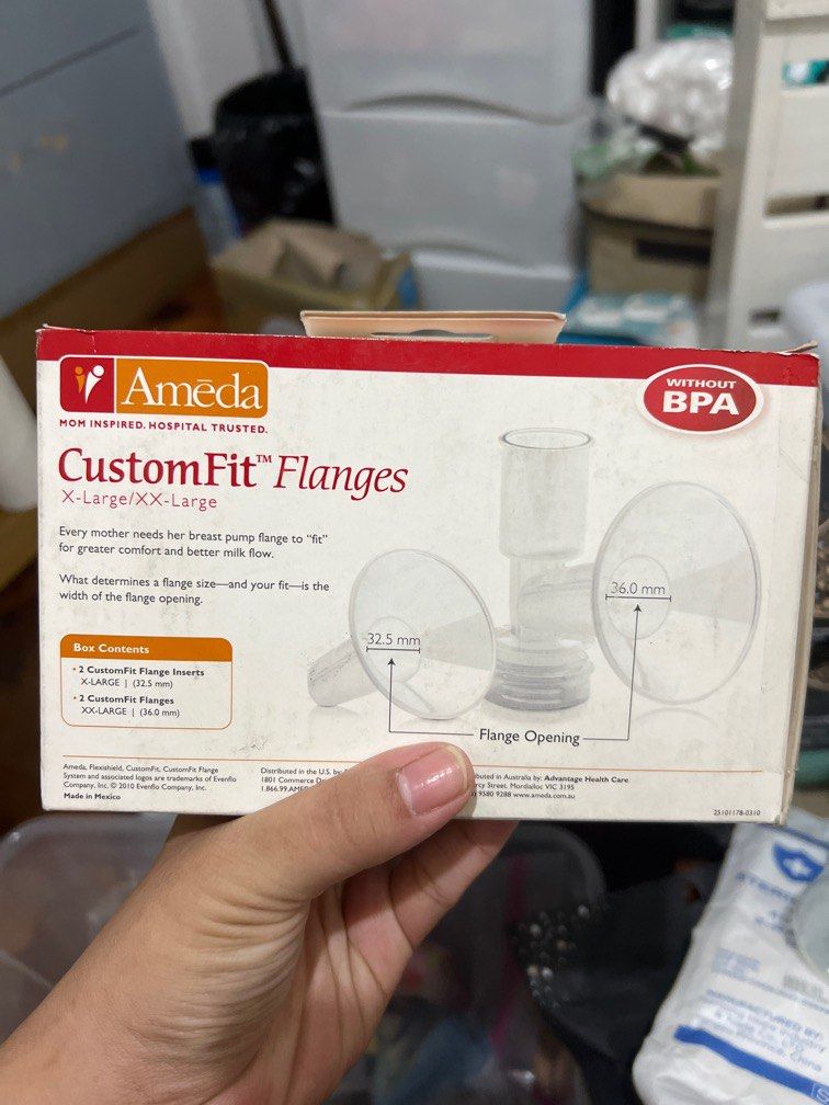 Ameda Flanges (Category: Maternity Care) located in Muntinlupa City. Submitted by bellevalcorner (Listing ID 1297399400, Image 3). Description: Bought from babymama Never been used just stock in megabox.