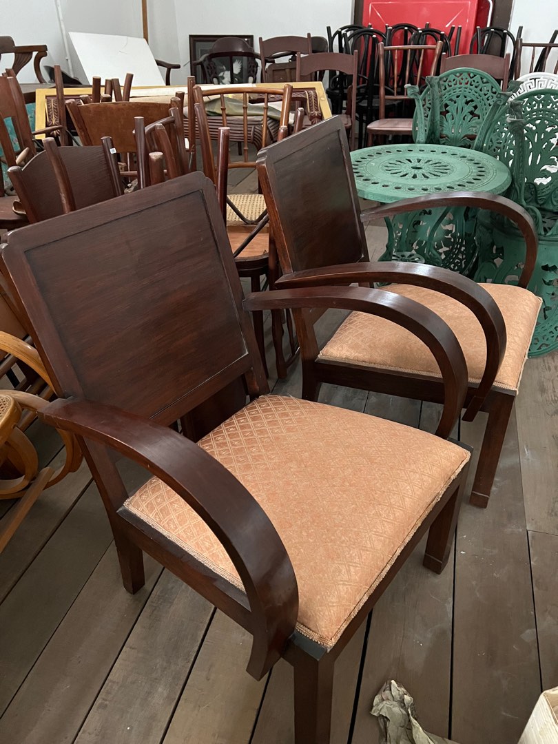 Antique vintage art decor teak wood arm chairs Furniture Home Living Furniture Chairs on Carousell