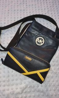 Authentic MK Michael Kors leather crossbody bag and wallet