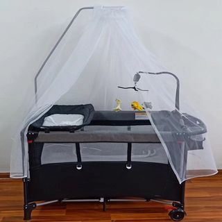 Foldable Baby Co sleeper Crib with mosquito net, diaper changing station