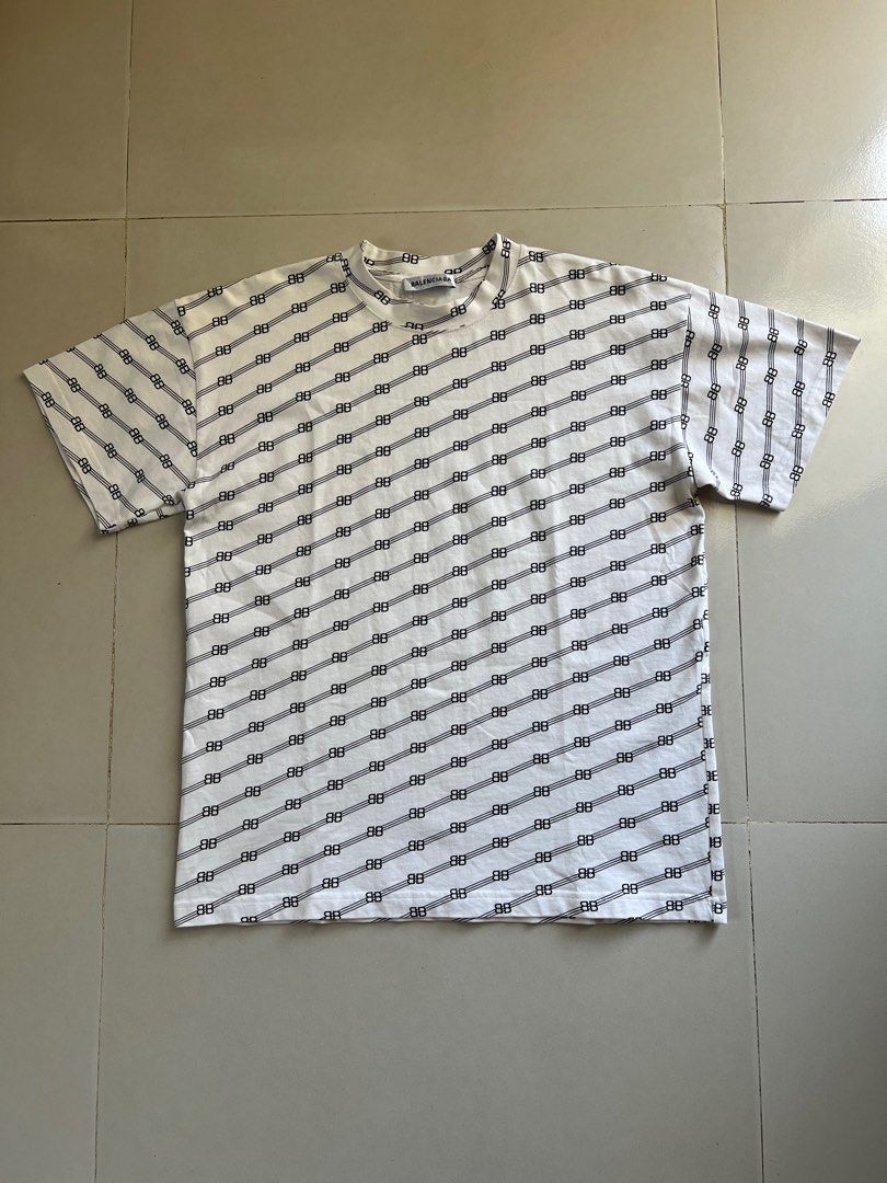 Balenciaga monogram-pattern print shirt - 9040 -WHITE/BLACK