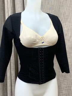 Black arm goth shaper waist trainer corset vest