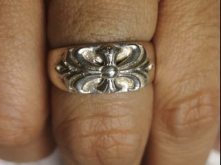 Blessed in Vatican Rome antique Gothic cross ring, size 9