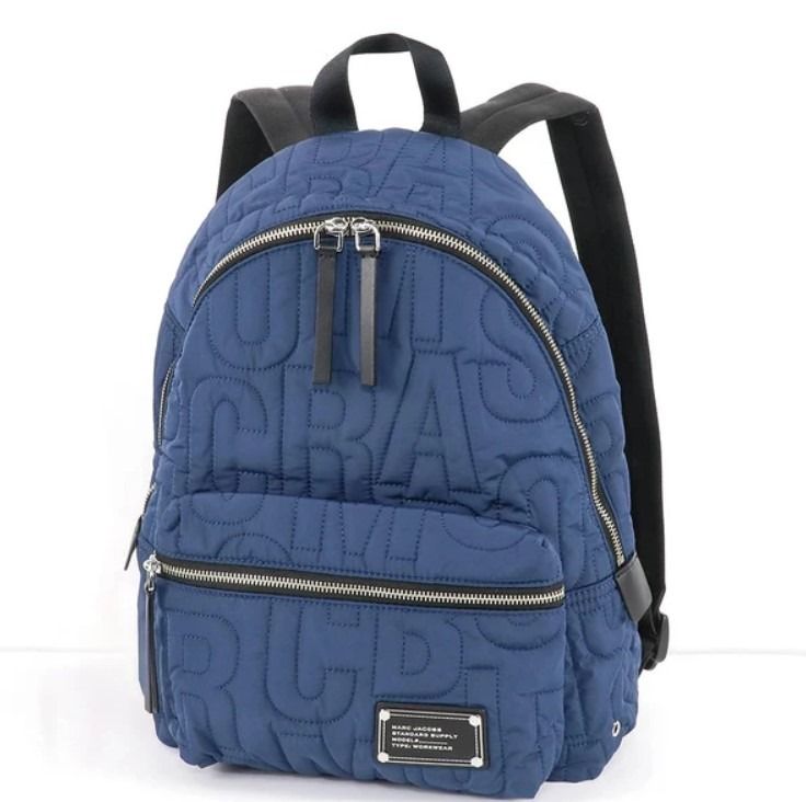 BRAND NEW AUTHENTIC INSTOCK MARC JACOBS LARGE QUILTED LOGO NYLON BACKPACK 4S4HBP001H02 DARK BLUE