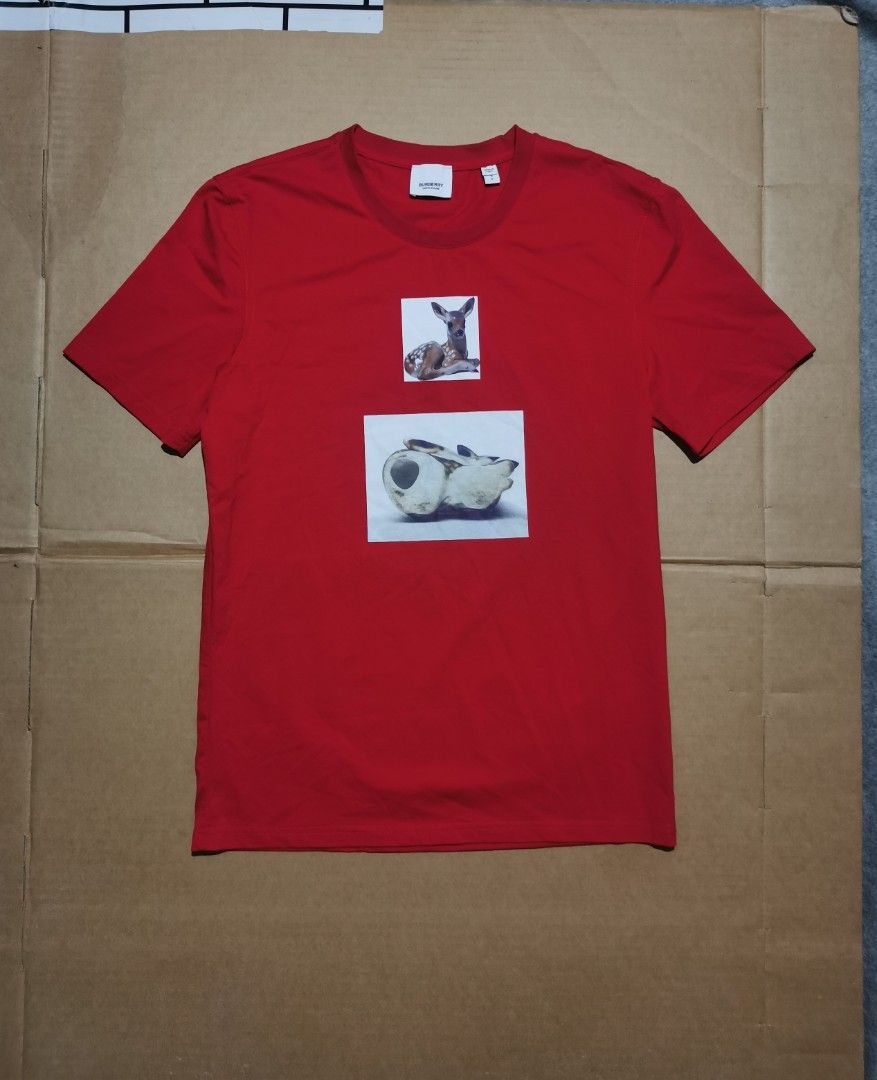 Burberry bambi print tee looks new (Category: Tshirts & Polo Shirts ) located in Lapu Lapu. Submitted by cryptocoryne (Listing ID 1297513005, Image 1). Description: Burberry bambi print tee small on tag 18x26 excellent condition looks new no issue.