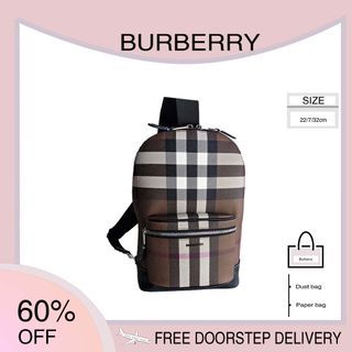 Burberry Mens checkered backpack chest bag slingbag
