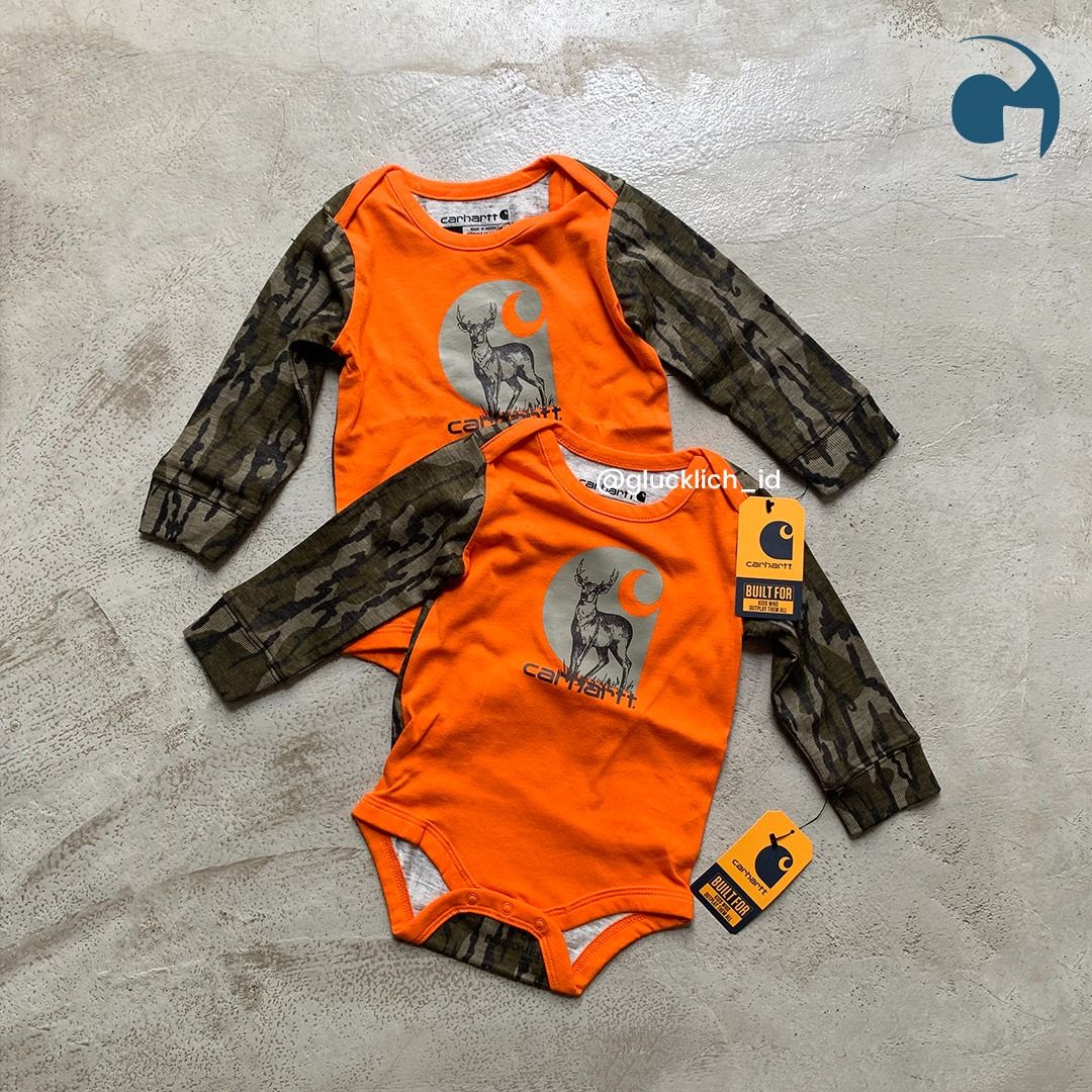 Carhartt, Infant Boys Stag Baby Bodysuit Long Sleeve, Bayi Anak