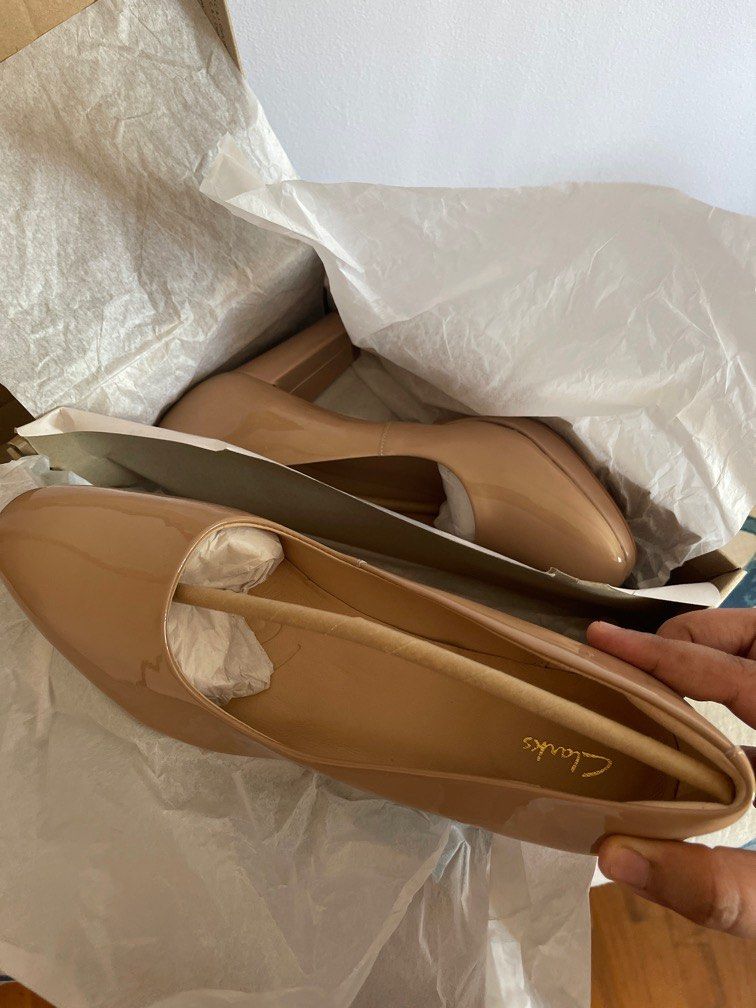 Clarks Kendra Patent Nude Heels Women s Fashion Footwear Heels on Carousell