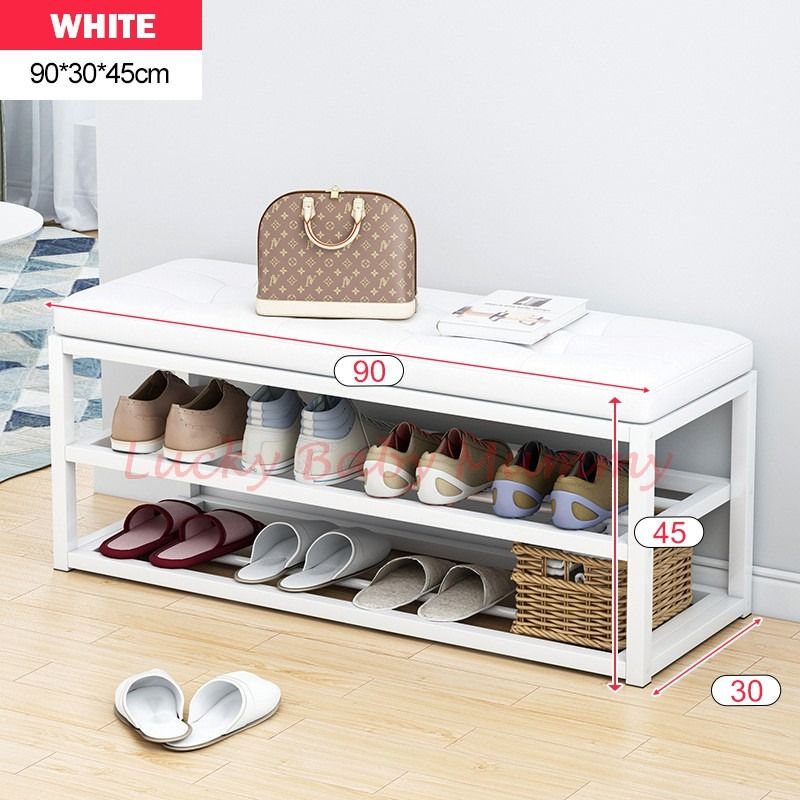 Clothes and Shoe Rack Bench 2 Convenient Seat Wearing Taking off Shoes Strong Durable Organizer