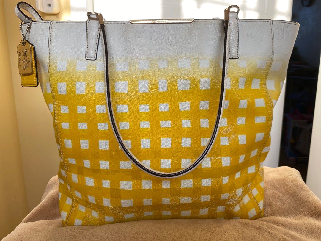 Coach Madison Gingham Saffiano Tote Bag Luxury Bags Wallets on Carousell