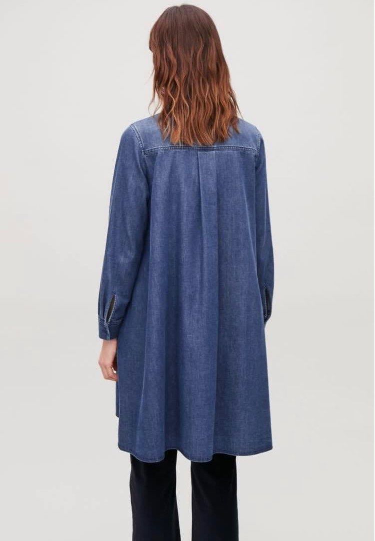 navy blue dress for baby girl DENIM A-LINE MINI DRESS - BLUE main image 1