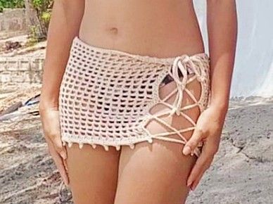 Crochet cover-up mesh beach skirt