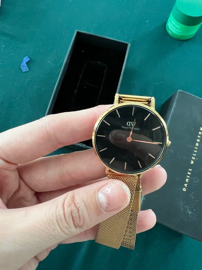 Daniel wellington medium dw watch jam tangan hitam strap gold AUTHENTIC 1000 GUARANTEED bukan kw with box