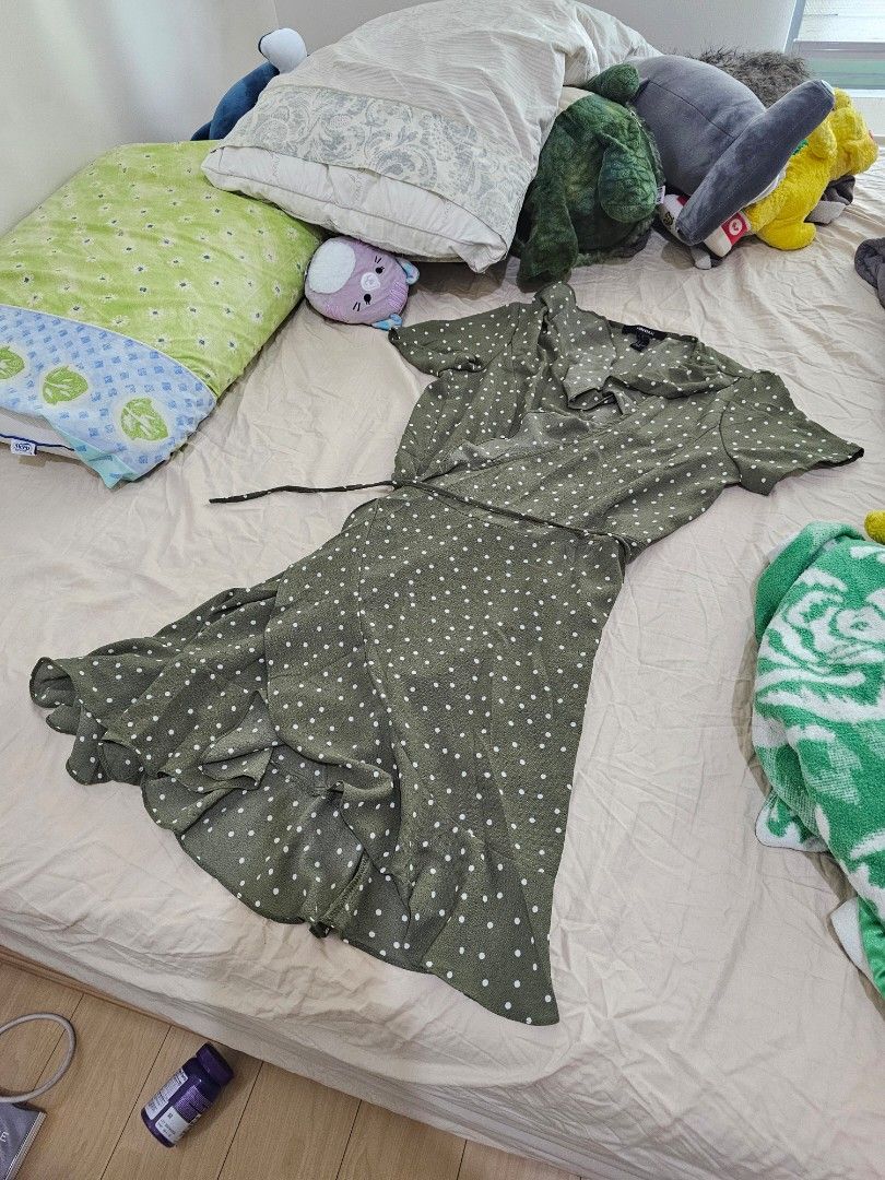 Forever 21 green polka dot dress online